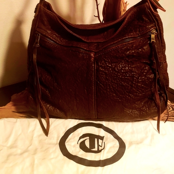 TYLIE MALIBU Dist.Peb. Brown Leather Handbag - Picture 11 of 11